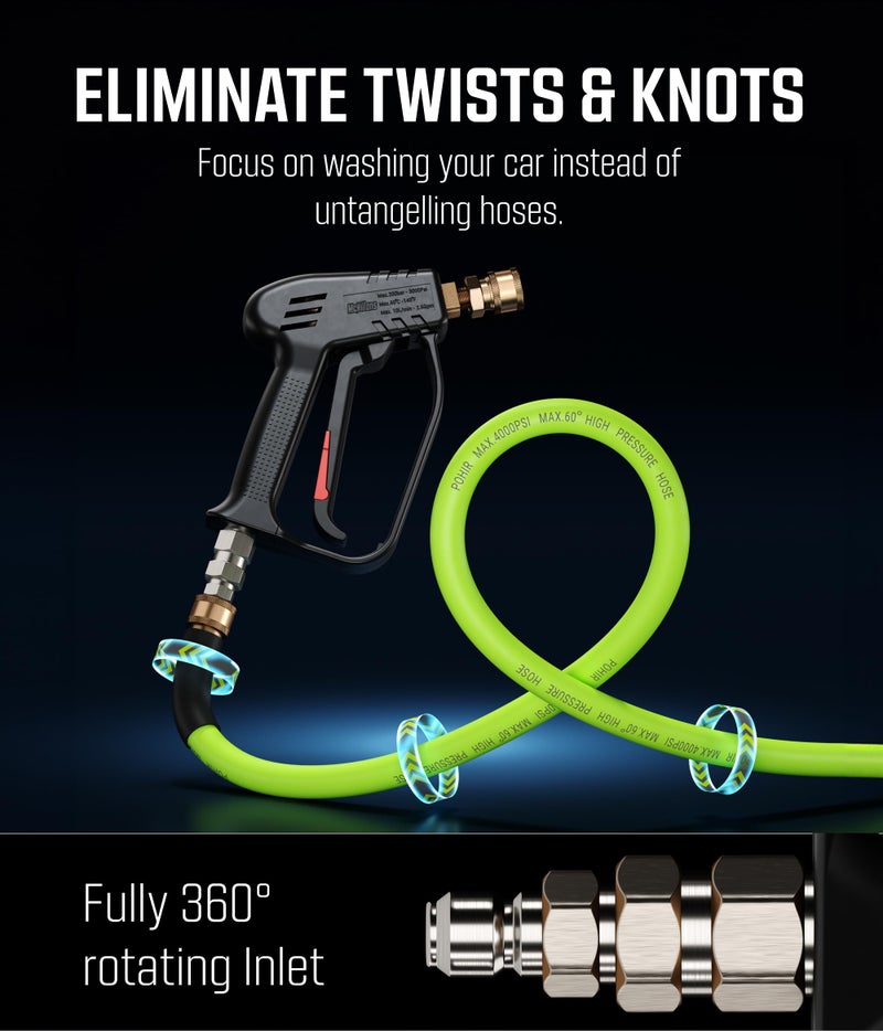 McKillansÂ® Short Pressure Washer Gun with Swivel - High Pressure Water Handle with 3/8" Male Plug and 1/4â€ Quick Connector Coupler - Power Washer Gun Compatible with Foam Cannon - Car Wash Foam Gun - Image 3